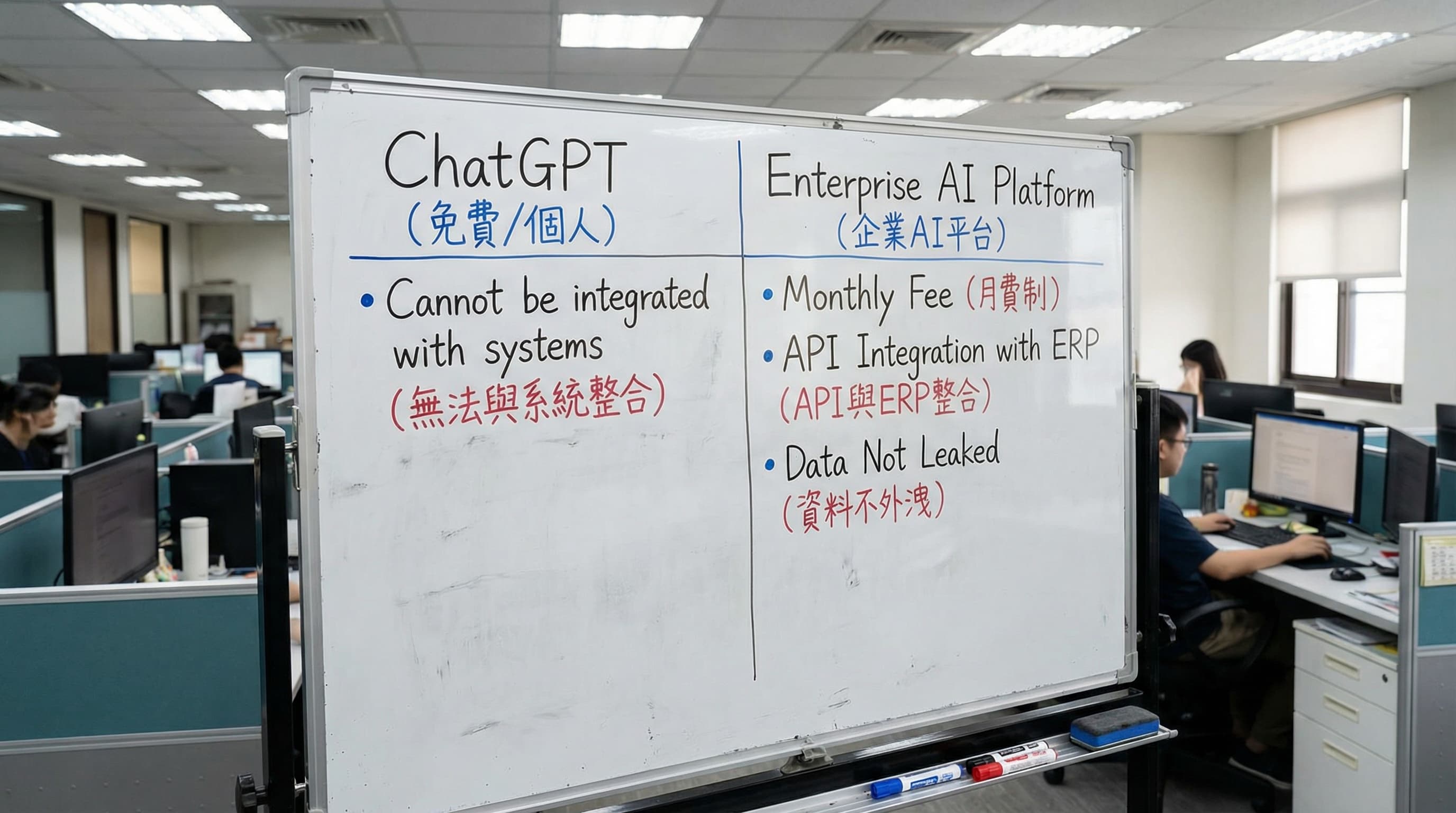 ChatGPT 免費版 vs 企業 AI 平台:台灣中小企業該怎麼選?
